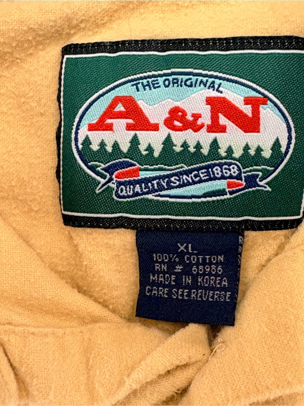 Vintage Soft Worn Flannel Long-Sleeve Button-Up Shirt  in Butter Yellow by A&N